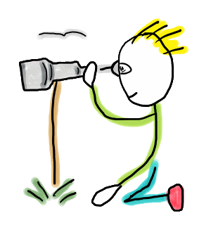 Birdwatching Stickman is a fun hand-drawn design showing a keen birder keeping an eye out for birds using their high-powered scope.  A solitary bird flies overhead in this cute and quirky image for birding fans.