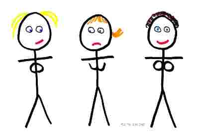 Stick women with different types of boobs