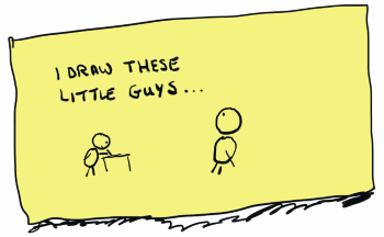 Post-it stickman in the style of Chaz Hutton