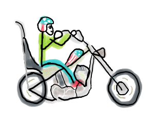 A fun hand drawn Chopper Motorcycle Stickman shows the classic shape and style in cool lines and colour. For bikers with a sense of humor.