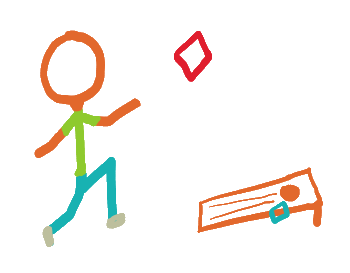 Cornhole stickman throws the corn towards the hole.  This is the one. Fun design for cornhole players and fans.