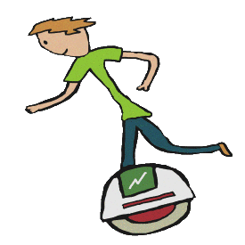 Electric unicycle or one-wheel scooter being ridden by EUC rider