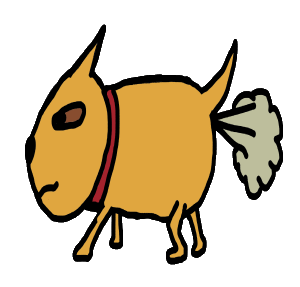 A drawing of a farting dog