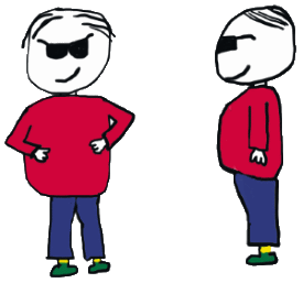 Fat stick figure drawing - front and profile