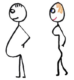 Fat stick man and sexy stick woman