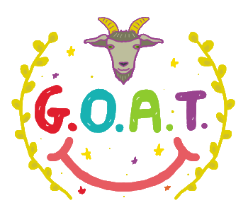 G.O.A.T design features the hand drawn word 