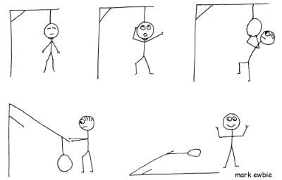 hanging stickman escapes from noose