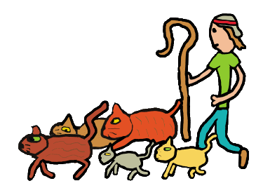 Shepherd and cats in herding cats expression design