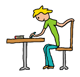 kid does homework - writing at table