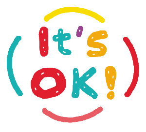 It's OK! design features fun lettering with a vague smile and hair, plus curves to either side.  It's OK is for encouragement and affirmation because it really is OK!
