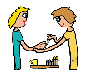 Nail technician or manicurist files customer nails while they chat.