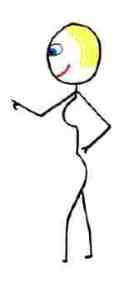Sexy stick woman in profile showing curves and attitude