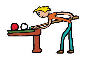 Stick figure snooker player