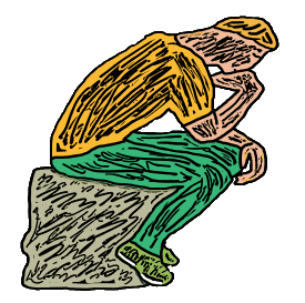 The Thinker is a sculpture by Rodin.  Drawing is part homage to Rodin, part homage to thinking.