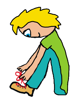 Kid tying shoelaces for first time