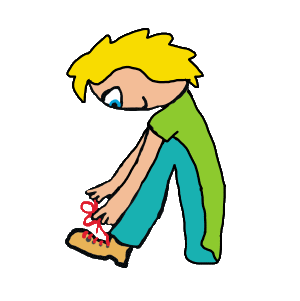 Kid tying shoelaces for first time