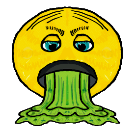 Vomit design features a guy being sick. Why he is vomiting is unclear but vomit it is.