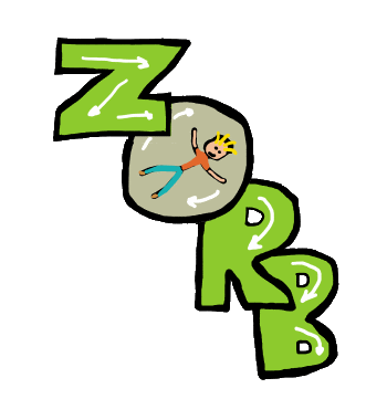 Zorbing design shows a hill made out of the word 