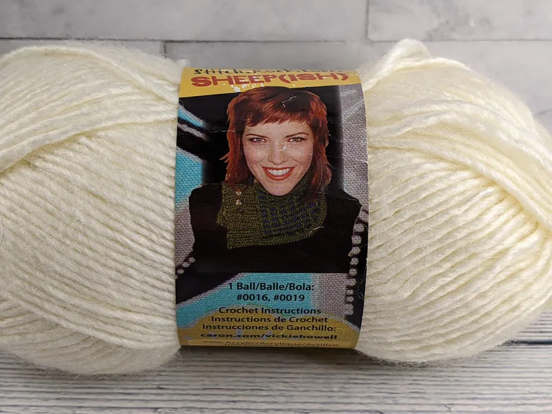 Off-white yarn skein by Caron Sheep(ish).