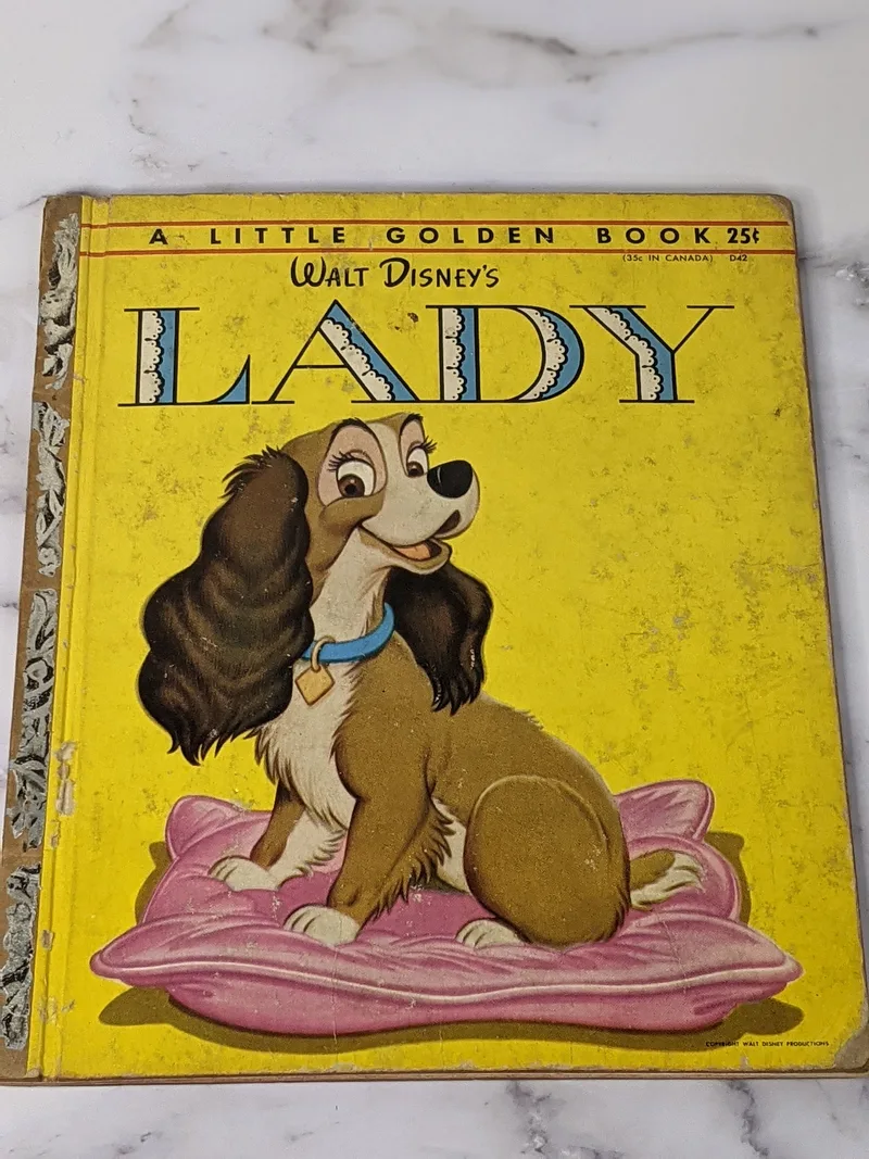 A vintage Golden Book from Walt Disney, titled Lady, printed in 1954.
