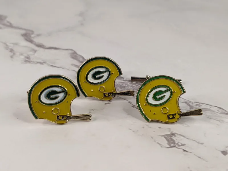 Green Bay Packers Helmet Cuff Links and Tie Tack