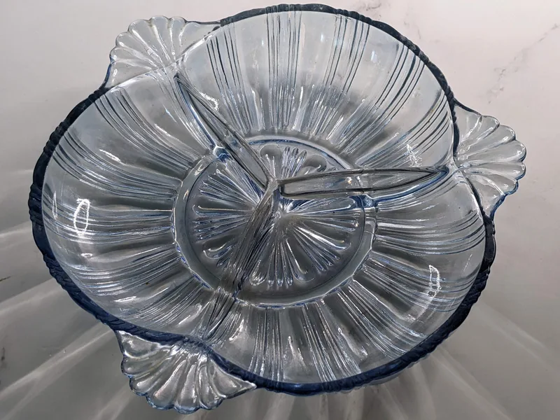 Depression Glass Divided Relish Dish
