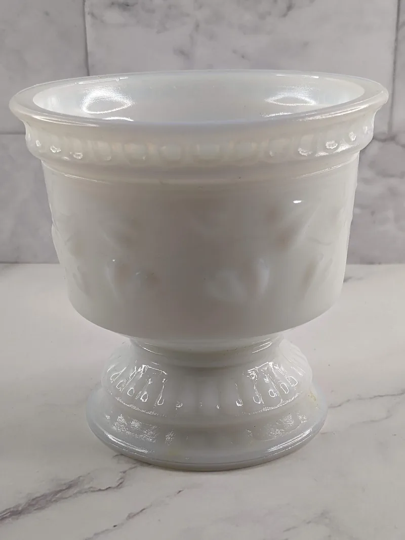 Vintage Milk Glass Footed Vase