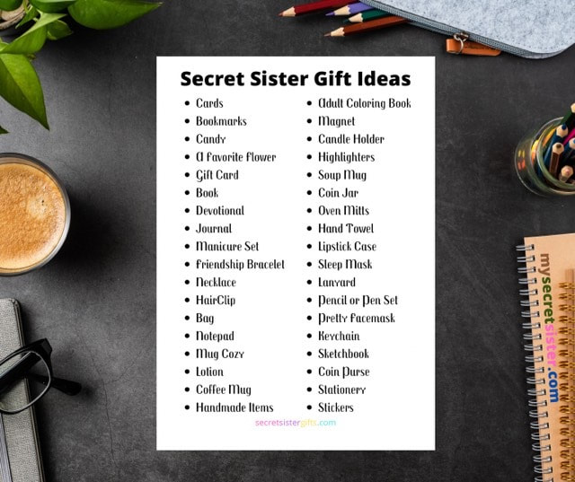 Secret Sister Gift Ideas - a list of gift suggestions for your secret sister.