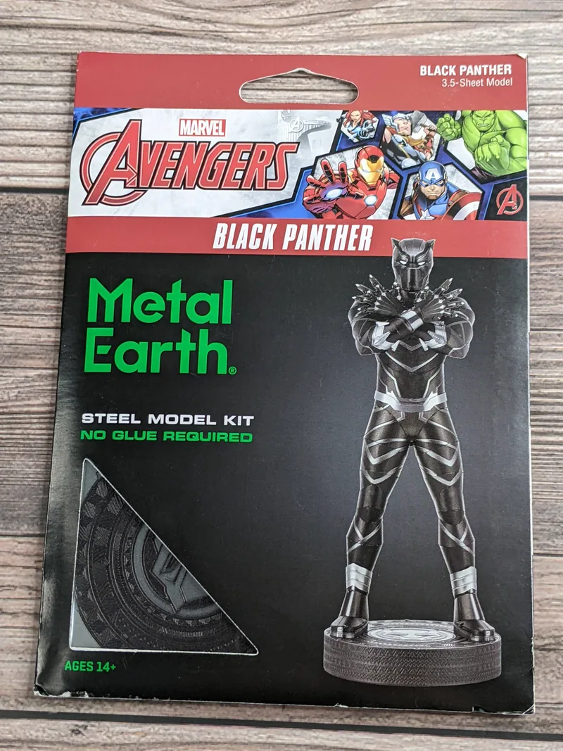 A Marvel Avengers Black Panther Steel Sheet Model Kit.