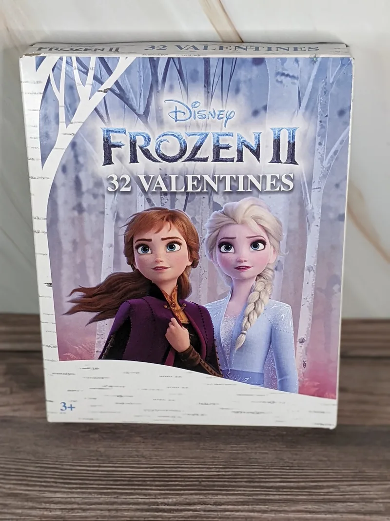 A pack of Disney Frozen II Valentines, featuring the characters from the movie.