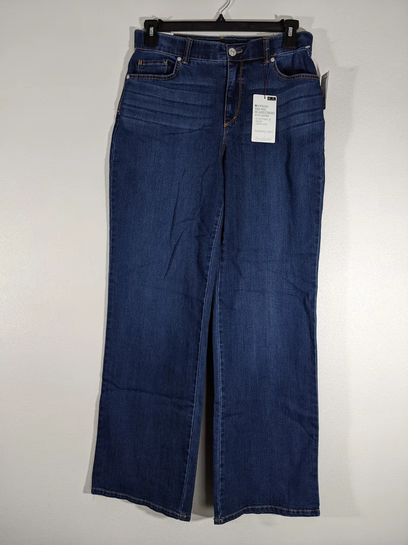 A pair of women's straight leg blue jeans, new by Gloria Vanderbilt.
