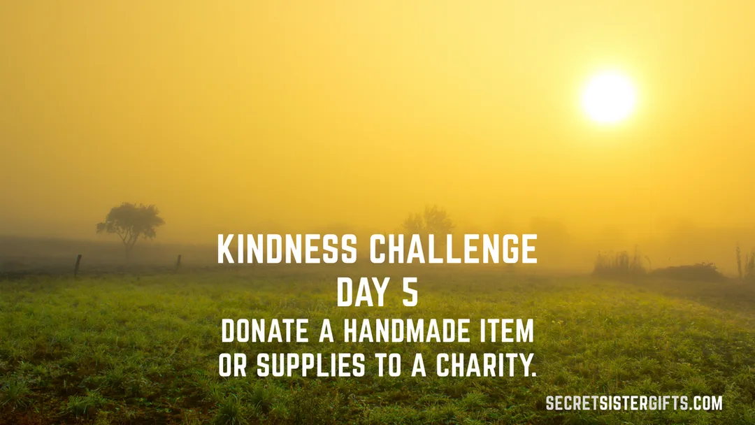 Kindness Challenge Day 5: Donate a handmade item or supplies to a charity.