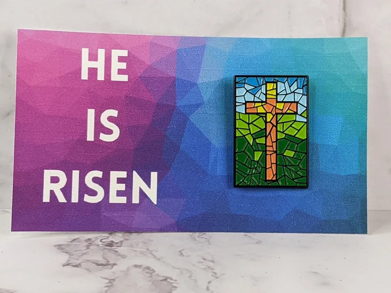 He Is Risen Cross Pin