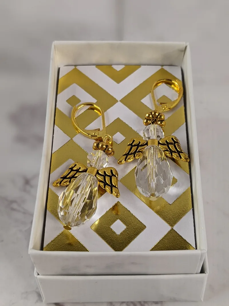 Glass Angel Gold Earrings