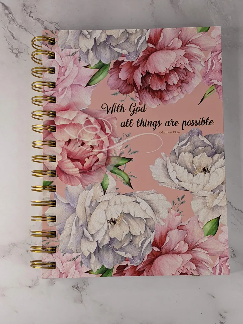 With God All Things Are Possible Pink Flower Journal