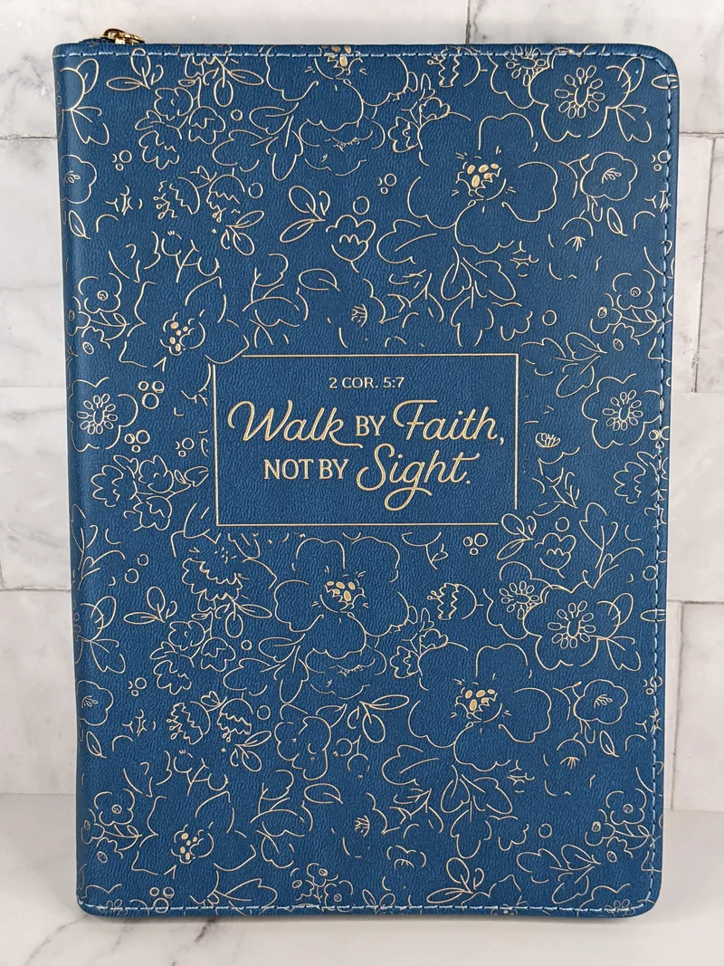 Walk By Faith Blue Zippered Journal