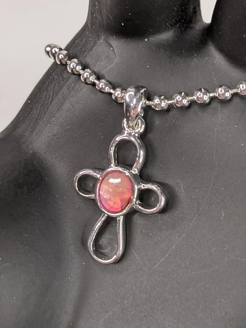 Light Pink Cross Necklace