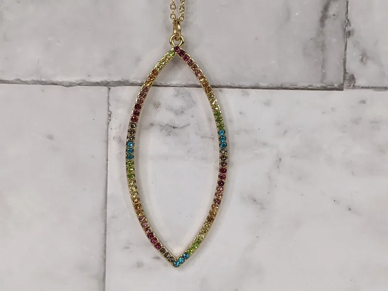 Colorful Long Gold Necklace.