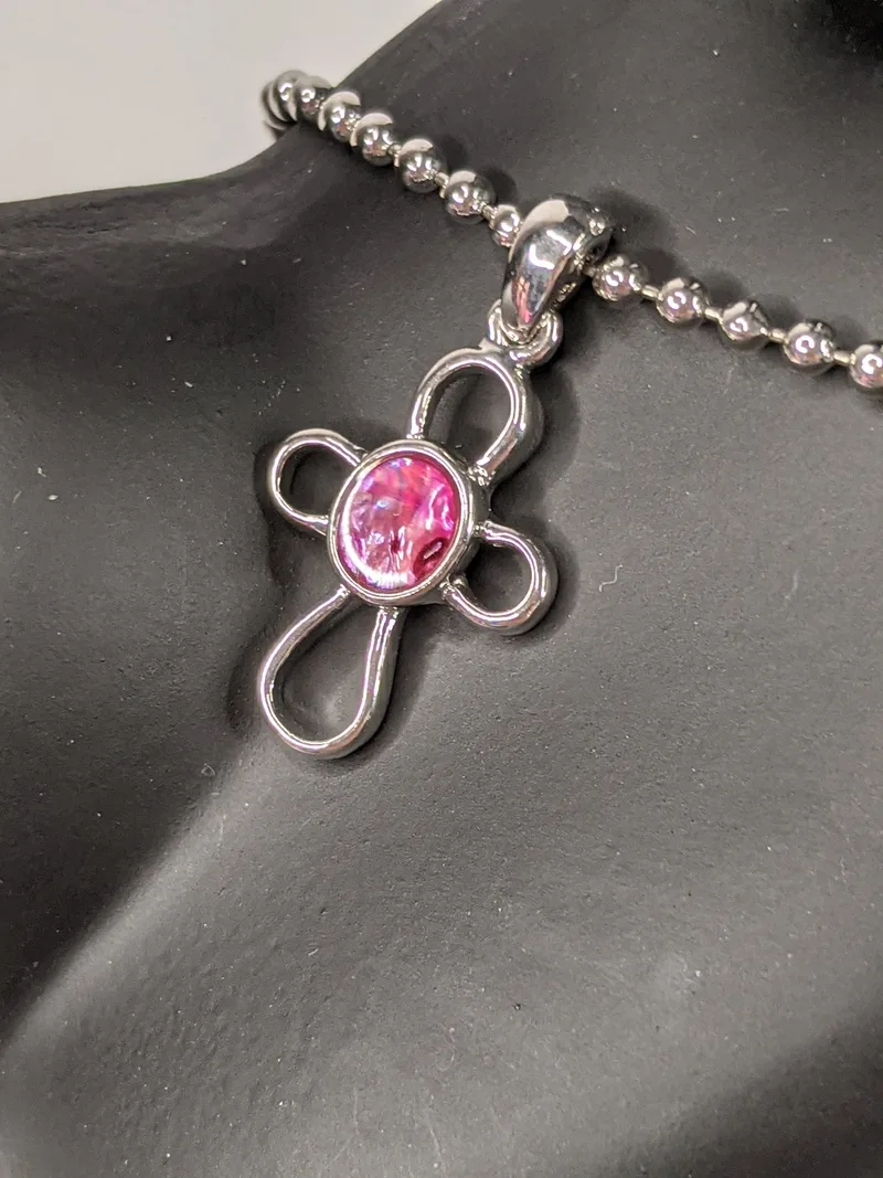 Pink Shell Cross Necklace