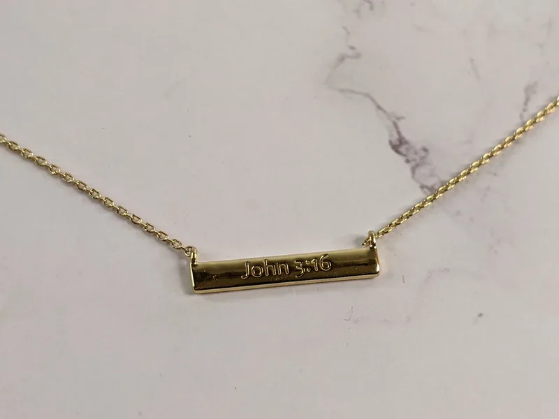 John 3:16 Gold Plated Bar Necklace