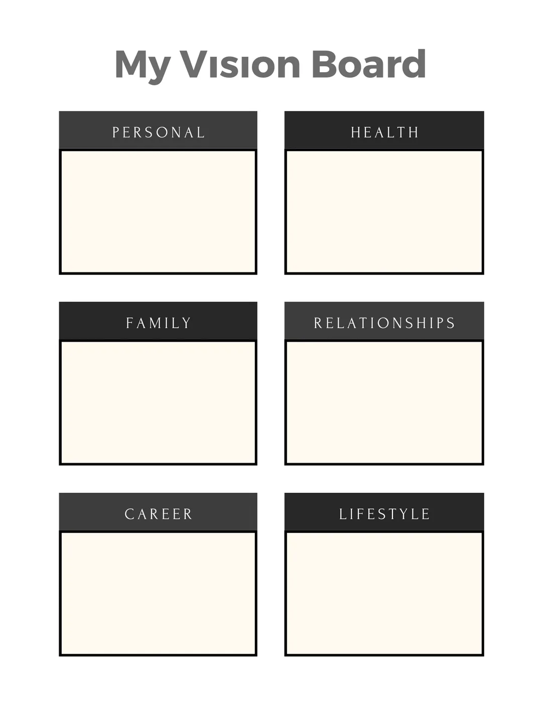 My Vision Board Free Printable Worksheet