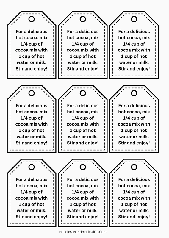 Cocoa Mix Directions on Tags for Gift Jars