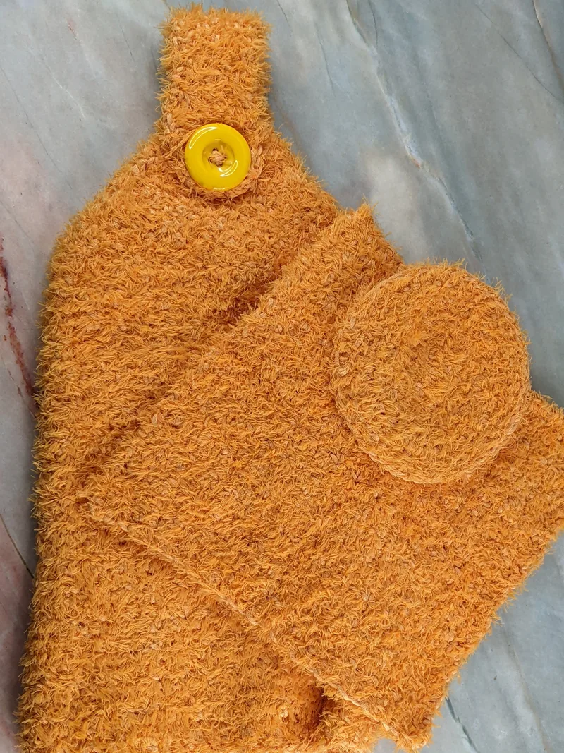 Yellow-Orange Crocheted Towel Set