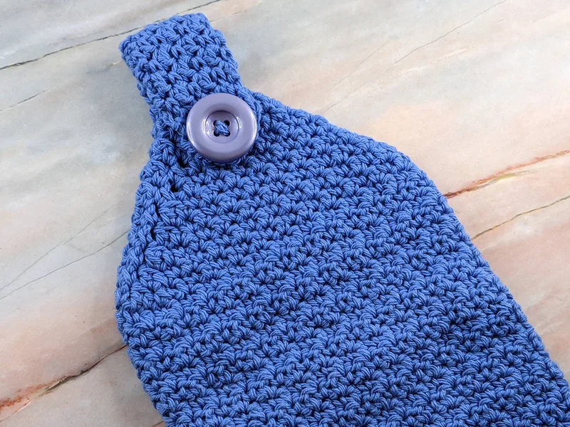 Medium Blue Crocheted Hand Towel