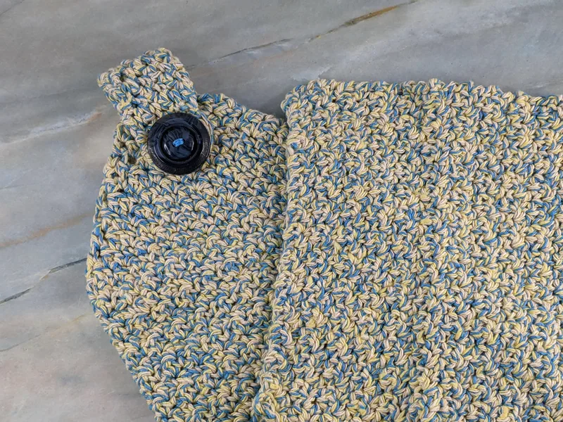 Blue Yellow Tan Hand Towel & Washcloth