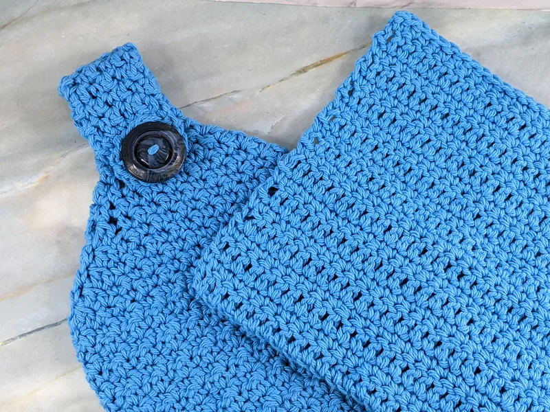 Blue Crocheted Hand Towel & Washcloth