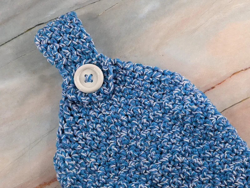 Aqua & White Crocheted Hand Towel