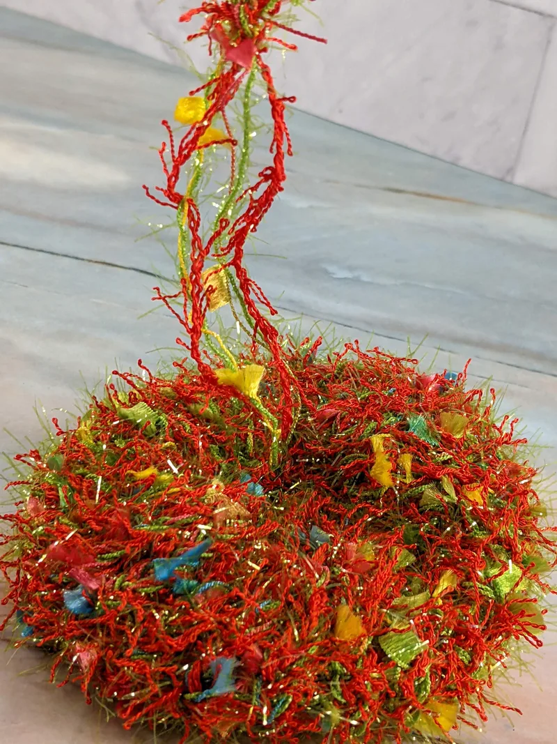 Red Dish Scrubber with Hanging String
