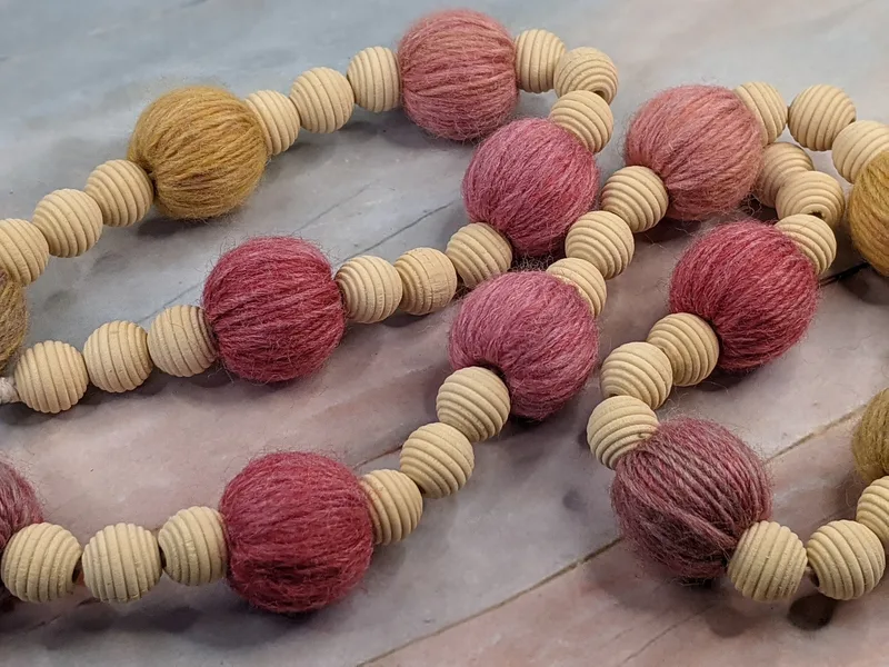 Yarn Wrapped Round Bead Garland