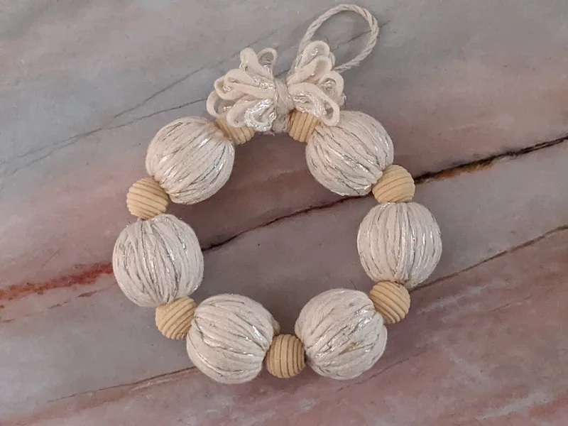 Cream Yarn Bead Wreath